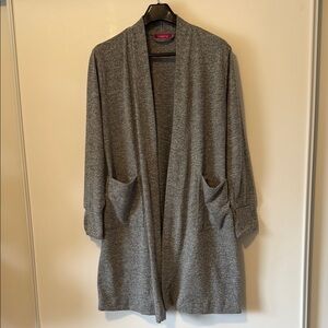 Large Light Gray Long Cardigan